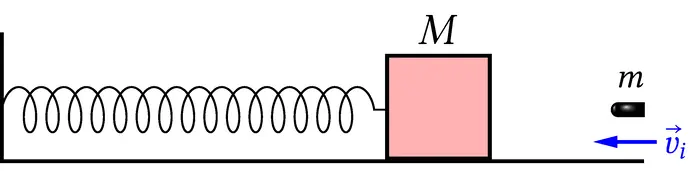 Esercizi sugli urti e la quantità di moto inelastic collision between a bullet and a box connected to a spring