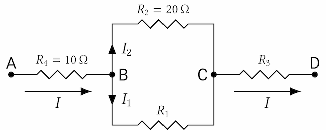 Esercizi sui circuiti elettrici circuito con resistenze in parallelo e serie percorso da corrente