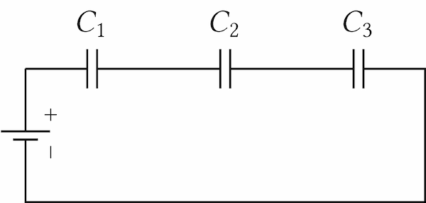 Esercizi sui circuiti elettrici circuito con generatore e tre condensatori