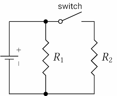 Esercizi sui circuiti elettrici circuito elettrico con due resistenze in parallelo ed un interruttore