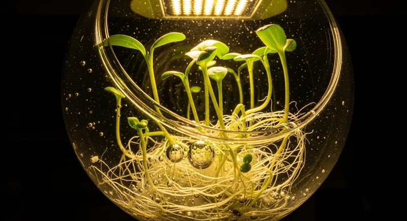 pianta che cresce in un contenitore trasparente